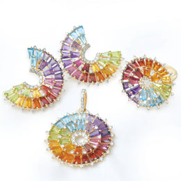 Rainbow Orbit: Pendant, Earrings, & Ring Set