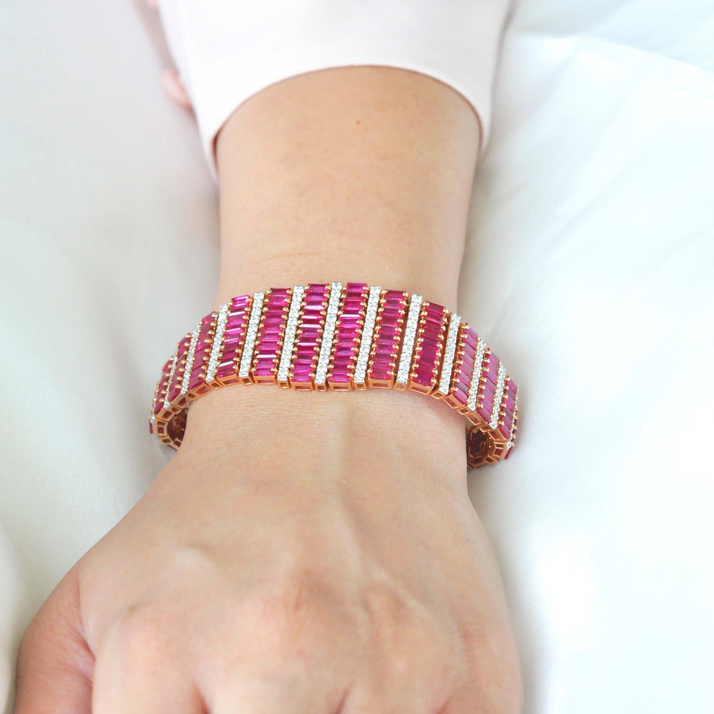 Red Carpet Diamond Bracelet with Ruby Baguette