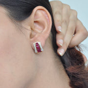 Pyramid Ruby Earrings