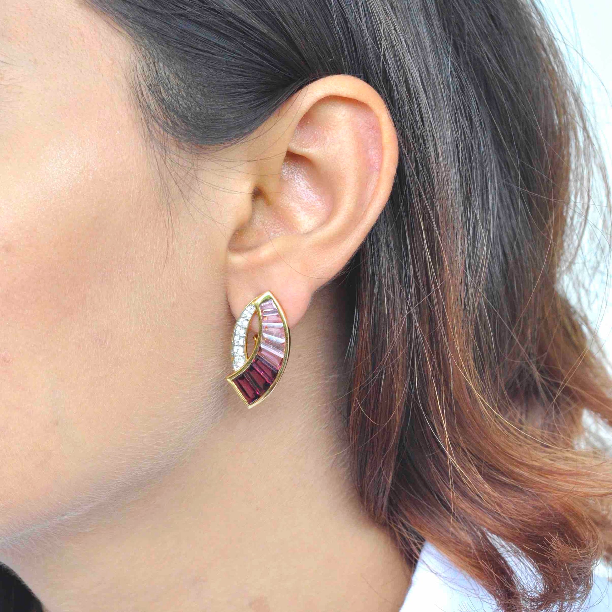 pink tourmaline earrings gold