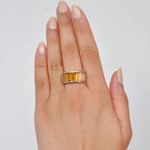 Sterling Silver Shaded Citrine Baguette Band Ring - Vaibhav Dhadda Jewellery