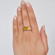 Sterling Silver Shaded Citrine Baguette Band Ring - Vaibhav Dhadda Jewellery