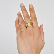 Sterling Silver Shaded Citrine Baguette Band Ring - Vaibhav Dhadda Jewellery