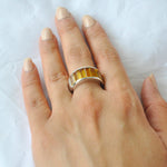 Sterling Silver Shaded Citrine Baguette Band Ring - Vaibhav Dhadda Jewellery