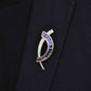 18K Gold "D" Channel-Set Amethyst Diamond Pendant Brooch - Vaibhav Dhadda Jewelry