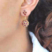 Ruby Ball Dangle Earrings