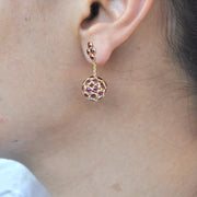 Ruby Ball Dangle Earrings