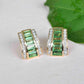 18K Gold Baguette Tsavorite Art deco Pyramid Diamond Stud Earrings - Vaibhav Dhadda Jewelry