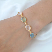 Prehnite Rose Quartz Aquamarine Bracelet