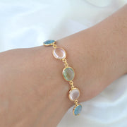 Prehnite Rose Quartz Aquamarine Bracelet