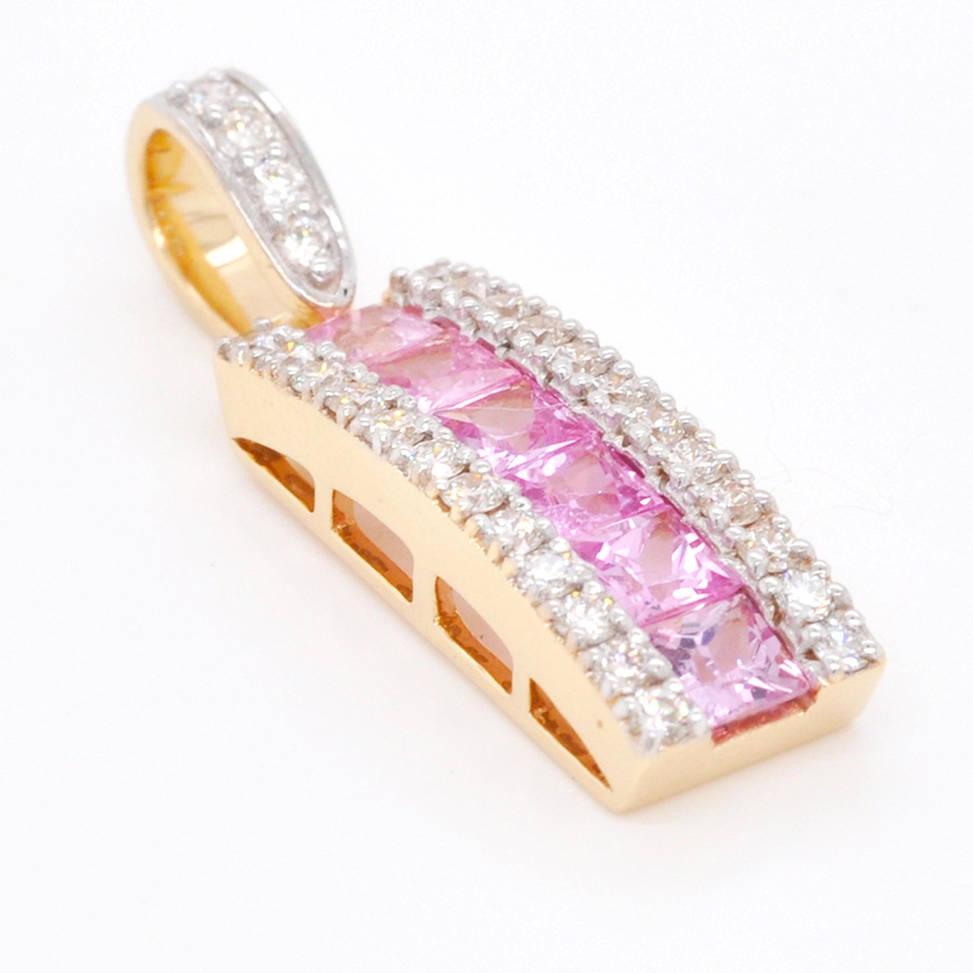 Pink sapphire linear pendant