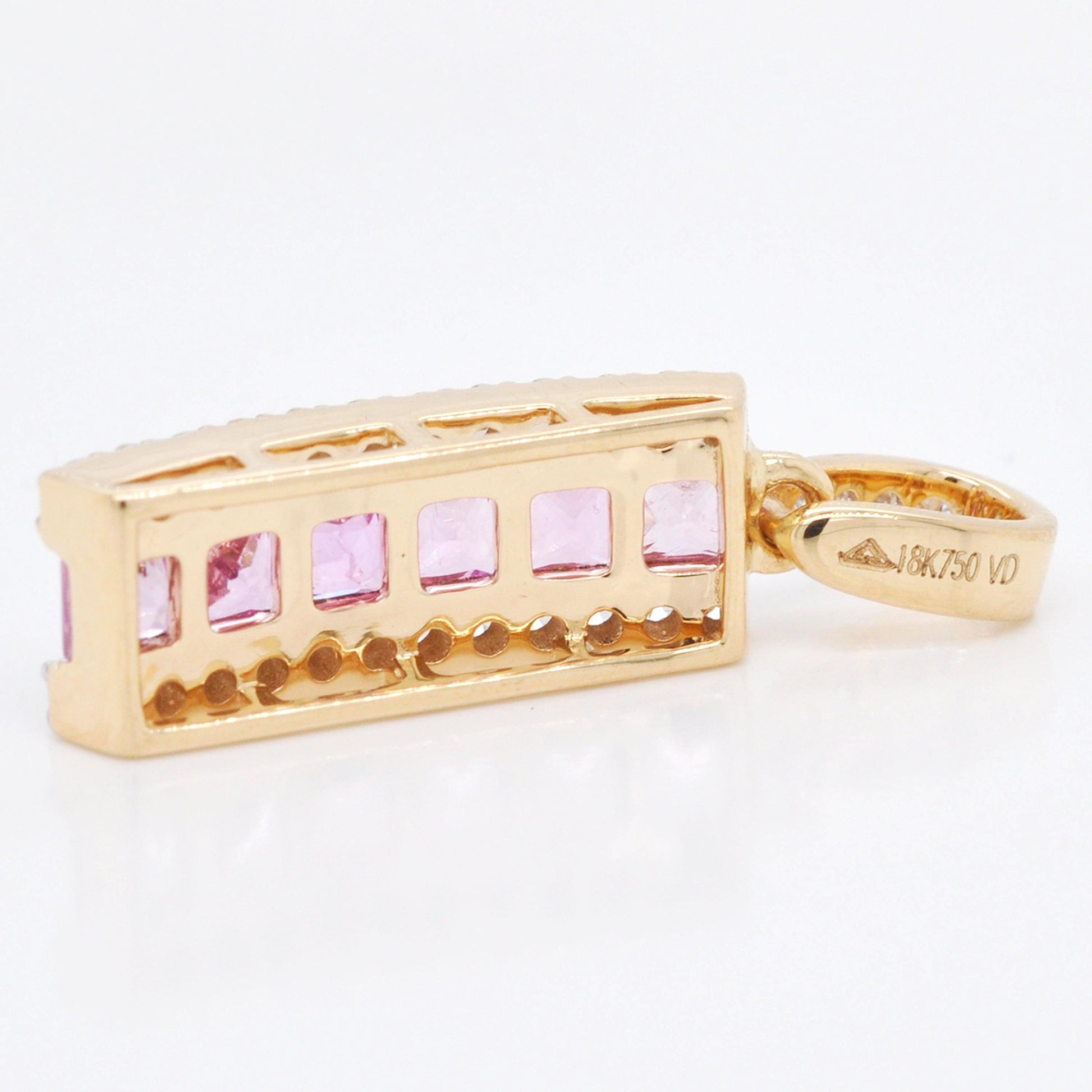 18k gold pink sapphire diamond pendant necklace