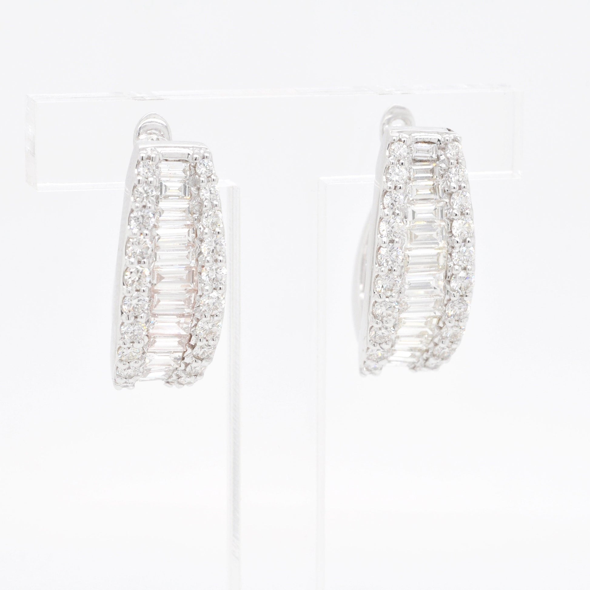 18K Gold Diamond Baguette Earrings