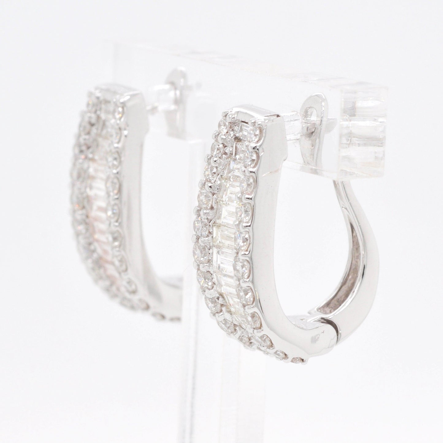 18K Gold Diamond Baguette Earrings