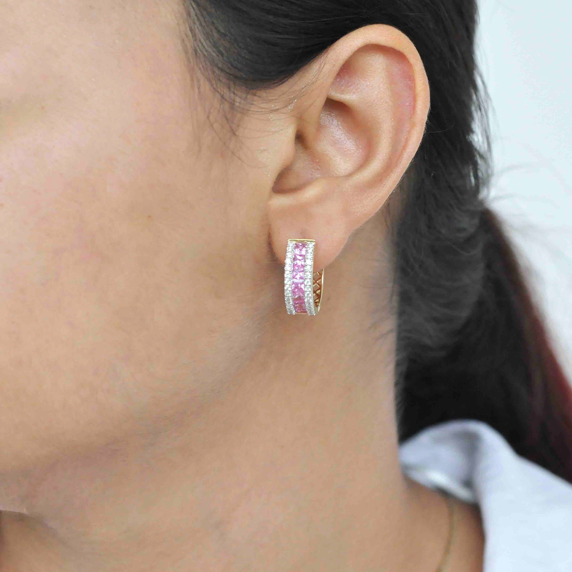 sapphire and diamond huggie earrings