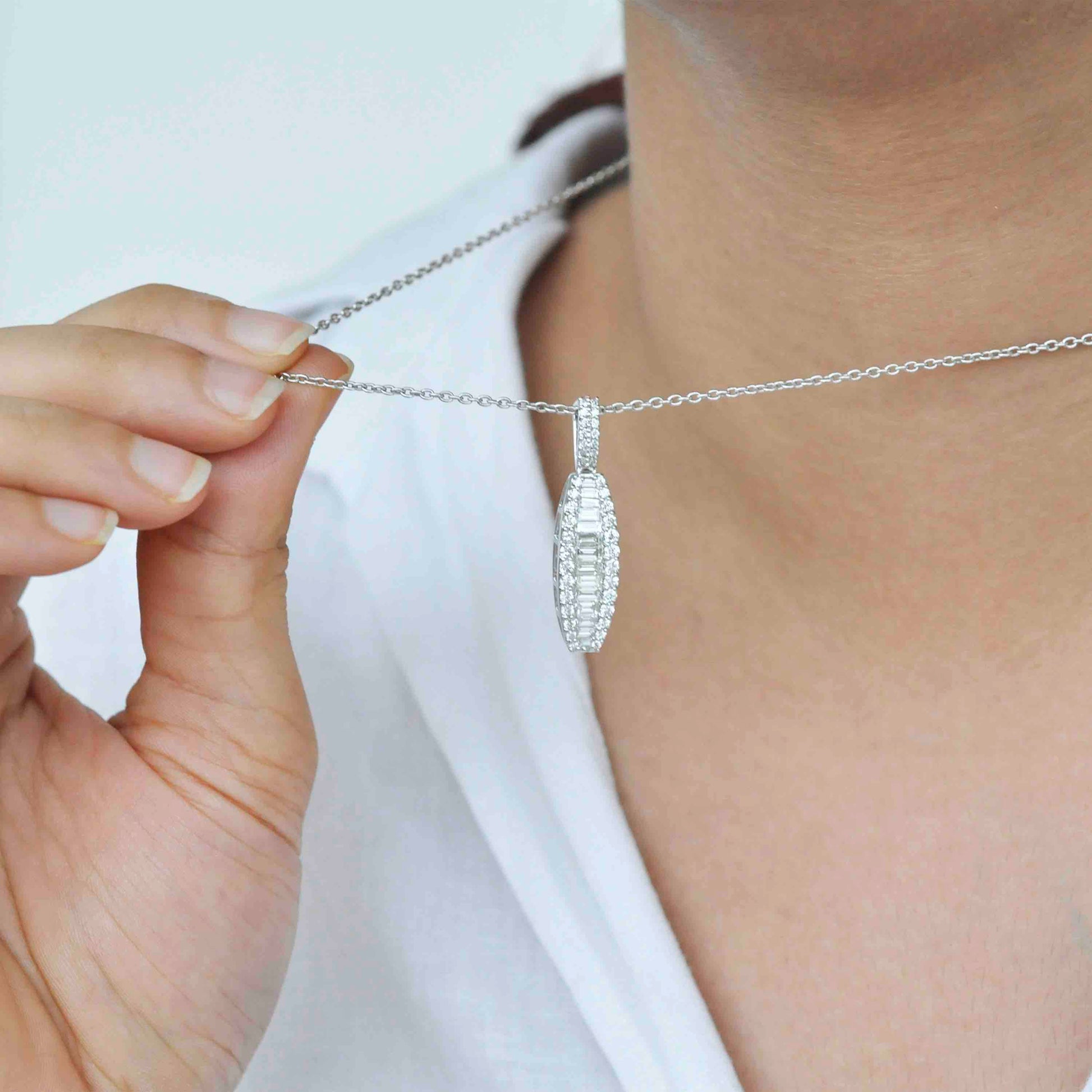 Stylish Baguette Diamond Necklace for women