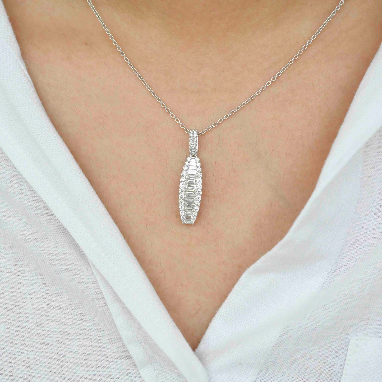 Baguette Linear Diamond Pendant