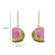 Hand-Carved Watermelon Tourmaline Earrings