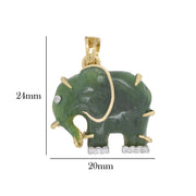 Hand-Carved Nephrite Jade Elephant Diamond Pendant