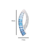 Sickle Blue Topaz Pendant Brooch