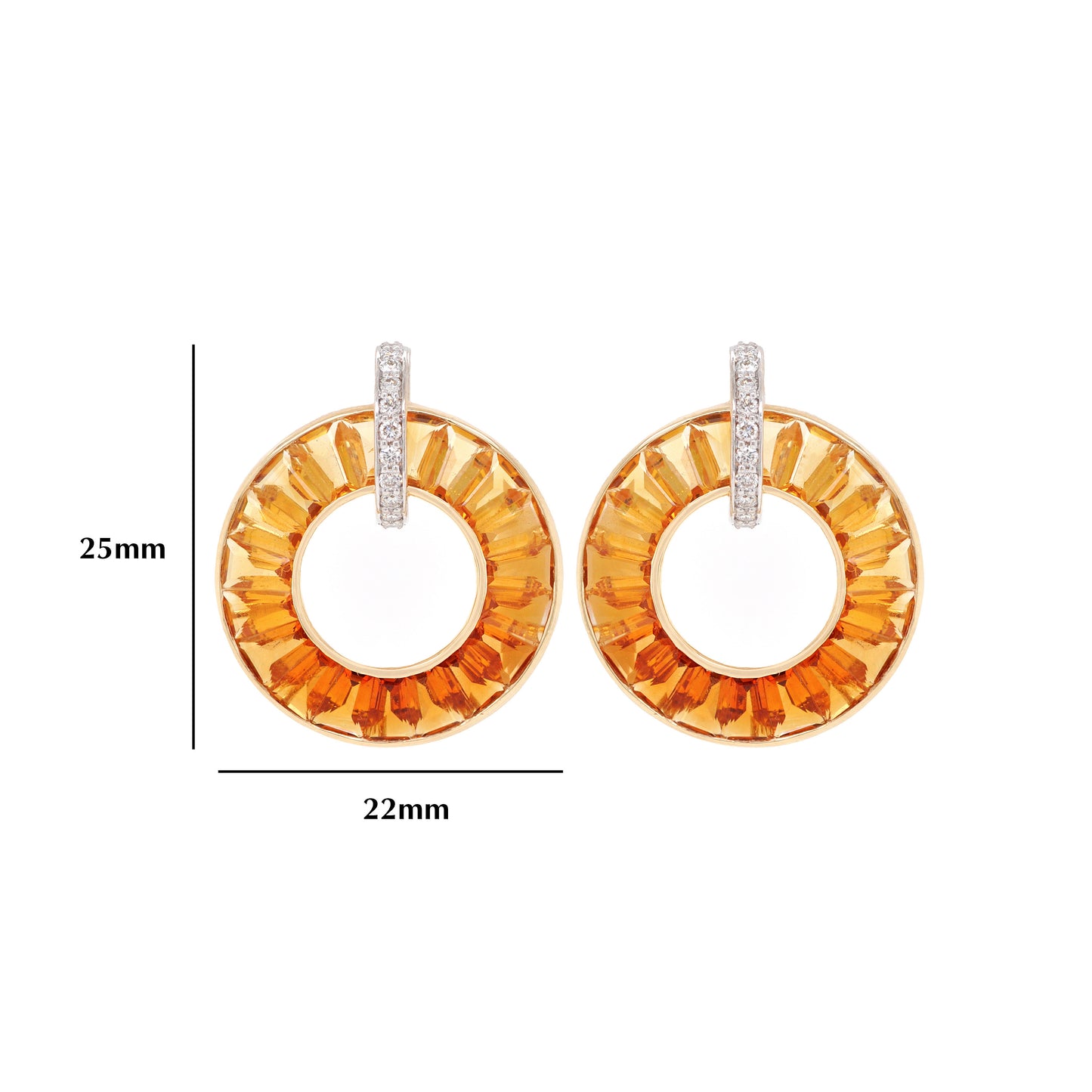 Circle Citrine Diamond Earrings