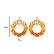 Circle Citrine Diamond Earrings