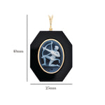 Astrology-Inspired Onyx Pendant Featuring Sagittarius Symbol.