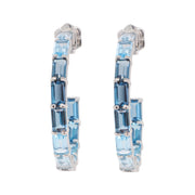 Blue Topaz Octagon Hoop Earrings