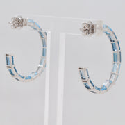 Blue Topaz Octagon Hoop Earrings