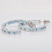 Blue Topaz Octagon Hoop Earrings