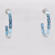 Blue Topaz Octagon Hoop Earrings
