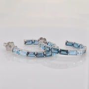 Blue Topaz Octagon Hoop Earrings