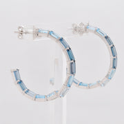 Blue Topaz Octagon Hoop Earrings