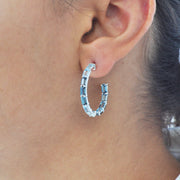 Blue Topaz Octagon Hoop Earrings