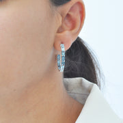 Blue Topaz Octagon Hoop Earrings