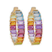 Rainbow Gemstones Octagon Hoop Earrings