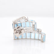 Blue Topaz & Diamond Drift Hoop Earrings