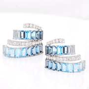 Blue Topaz & Diamond Drift Hoop Earrings