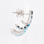 Blue Topaz & Diamond Drift Hoop Earrings