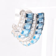 Blue Topaz & Diamond Drift Hoop Earrings