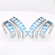 Blue Topaz & Diamond Drift Hoop Earrings