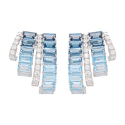Blue Topaz & Diamond Drift Hoop Earrings
