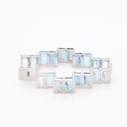 Blue Topaz & Diamond Stepwell Hoop Earrings