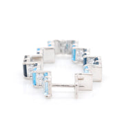 Blue Topaz & Diamond Stepwell Hoop Earrings