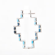 Blue Topaz & Diamond Stepwell Hoop Earrings