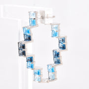 Blue Topaz & Diamond Stepwell Hoop Earrings