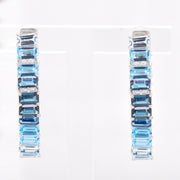 Blue Topaz & Diamond Stepwell Hoop Earrings