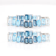 Blue Topaz & Diamond Stepwell Hoop Earrings