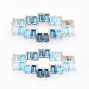 Blue Topaz & Diamond Stepwell Hoop Earrings