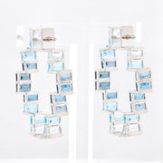 Blue Topaz & Diamond Stepwell Hoop Earrings